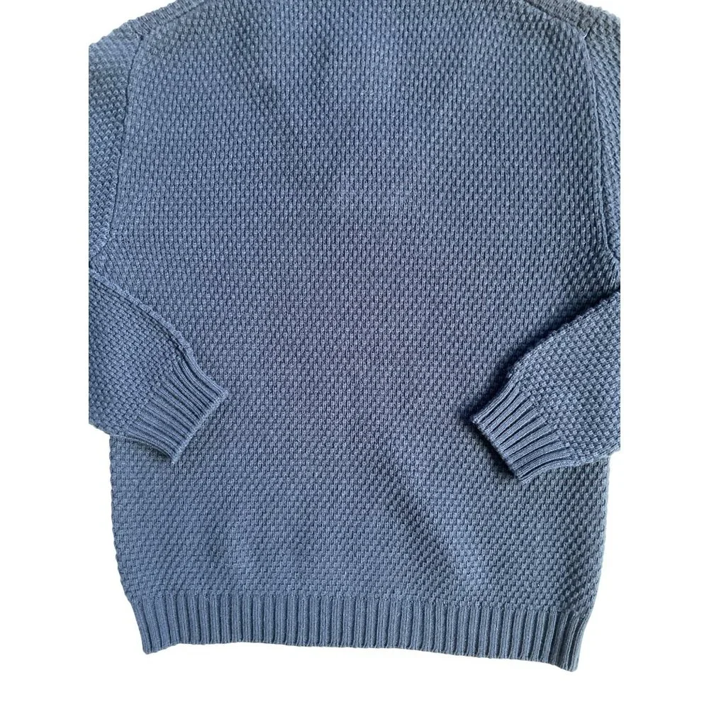 Romeo Gigli mock neck half-button collared pullover sweater Men's XL Navy Wool